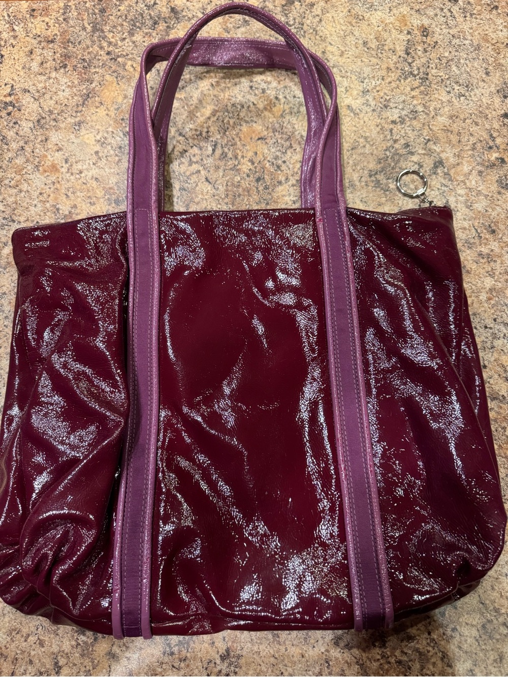 Coach - Poppy Patent Plum Tote with Front Zip Pockets - Picture 3 of 10